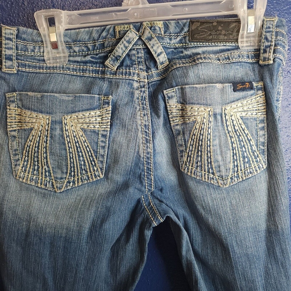 Seven7 Ladies straight Low Rise Denim Blue Jeans Size 8 - Picture 3 of 10